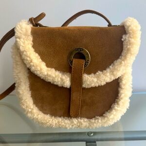 Ugg suede and shearling crossbody bag